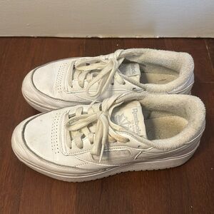 Reebok Club C Double Women’s Platform White Sneakers, size 7.5